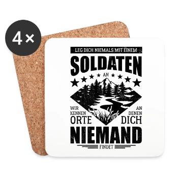 Leg dich nicht mit einem Soldaten an - Spruch - Untersetzer (4er-Set) - Weiß - Vorne
