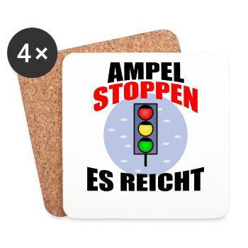 Ampel Regierung Scholz Baerbock Habeck Grüne SPD - Untersetzer (4er-Set) - Weiß - Vorne