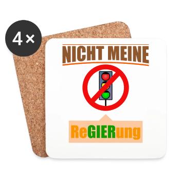 Ampel Regierung Scholz Baerbock Habeck Grüne SPD - Untersetzer (4er-Set) - Weiß - Vorne