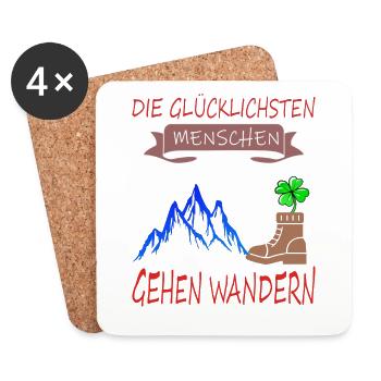 Natur Wandern Berge Gesundheit Glück Stiefel - Untersetzer (4er-Set) - Weiß - Vorne