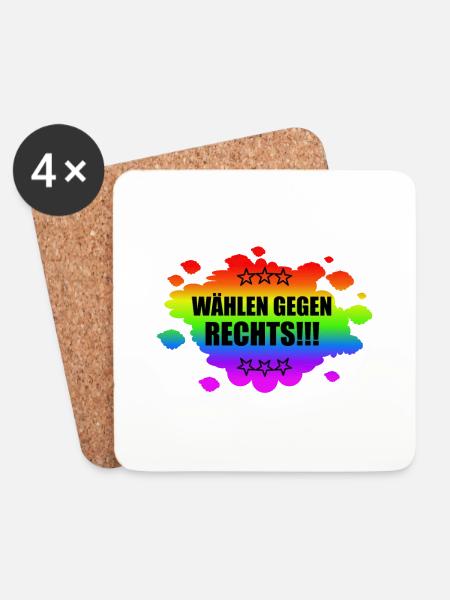 AfD stoppen gegen rechts Demokratie verteidigen - Untersetzer (4er-Set) - Weiß
