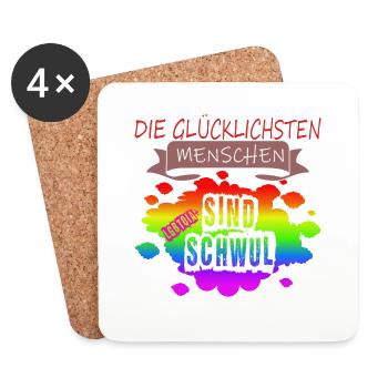 LGBTQ Trans Homosexuell Lesbisch Ehe für alle Bi - Untersetzer (4er-Set) - Weiß - Vorne