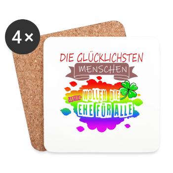 LGBTQ Trans Homosexuell Lesbisch Ehe für alle Bi - Untersetzer (4er-Set) - Weiß - Vorne