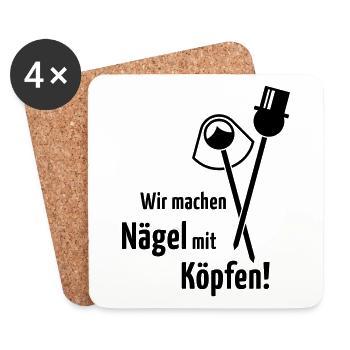 Wir Machen Nägel Mit Köpfen! Hochzeit Brautpaar B - Untersetzer (4er-Set) - Weiß - Vorne