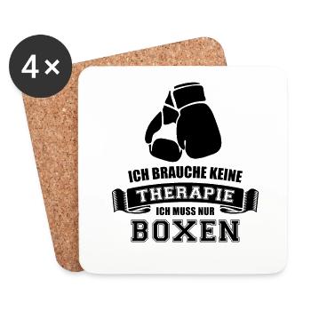 Ich brauche keine Therapie ich muss nur Boxen - Untersetzer (4er-Set) - Weiß - Vorne