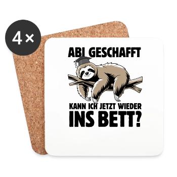 Faultier - Abitur geschafft wieder ins Bett? - Untersetzer (4er-Set) - Weiß - Vorne
