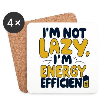 Energieeffizient statt faul - Untersetzer (4er-Set) - Weiß - Vorne