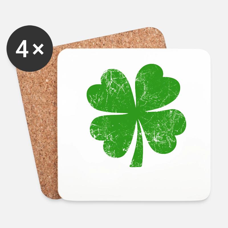 Kleeblatt - St. Patrick's Day - Irland - Untersetzer (4er-Set) - Weiß