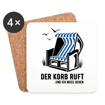 Der Korb ruft - Strandkorb - Meer - Urlaub - Untersetzer (4er-Set) - Weiß - Vorne