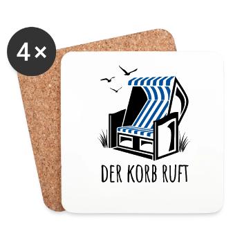 Der Korb ruft - Strandkorb - Meer - Urlaub - Untersetzer (4er-Set) - Weiß - Vorne