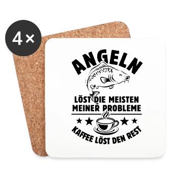 Angeln löst meine Probleme - Kaffee Spruch - Untersetzer (4er-Set) - Weiß - Vorne
