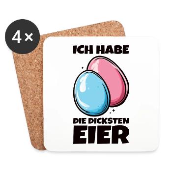 Eier Dicke Eier Ostern Spruch Ostereier - Untersetzer (4er-Set) - Weiß - Vorne