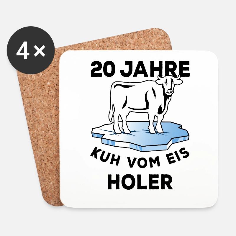 20 Jahre Kuh vom Eis Holer - Dienstjubiläum - Untersetzer (4er-Set) - Weiß