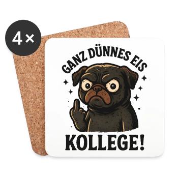 Very thin colleague pug dog - Coasters (set of 4) - white - Front