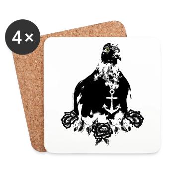 Love Hope Charity retro dove anchor vintage roses - Coasters (set of 4) - white - Front