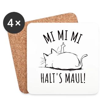 lazy cat I don't have to do anything - Coasters (set of 4) - white - Front