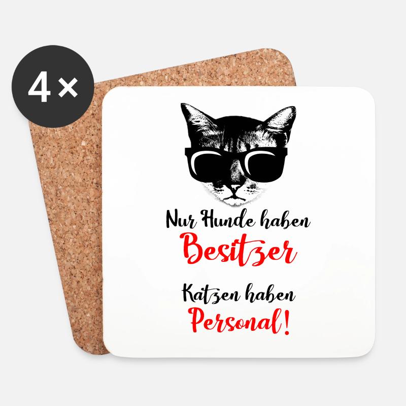 Katze, Katzen - Untersetzer (4er-Set) - Weiß