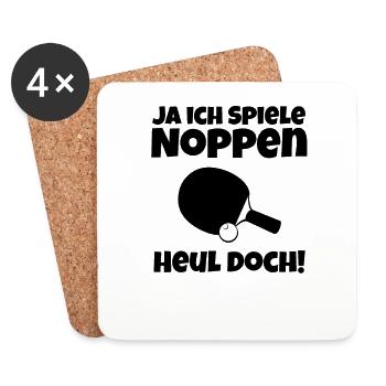 Tischtennis Tischtennisspieler Schläger Noppen - Untersetzer (4er-Set) - Weiß - Vorne