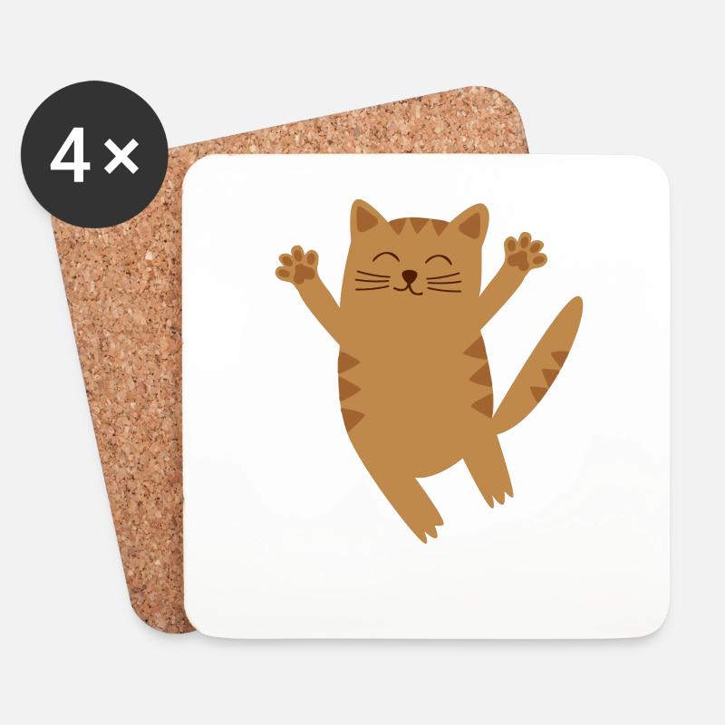 Katze - Untersetzer (4er-Set) - Weiß
