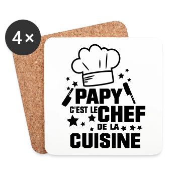 PAPY LE CHEF - Dessous de verre (lot de 4) - blanc - Devant