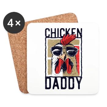 Conception drôle de papa de poulet pour le coq dans le panier - Dessous de verre (lot de 4) - blanc - Devant