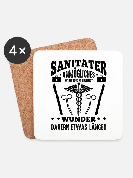 Sanitäter Geschenkideen - Untersetzer (4er-Set) - Weiß