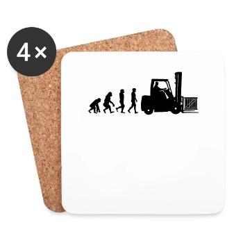 Evolution eines Staplerfahrer - Untersetzer (4er-Set) - Weiß - Vorne