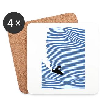 Vague jet-ski - Dessous de verre (lot de 4) - blanc - Devant