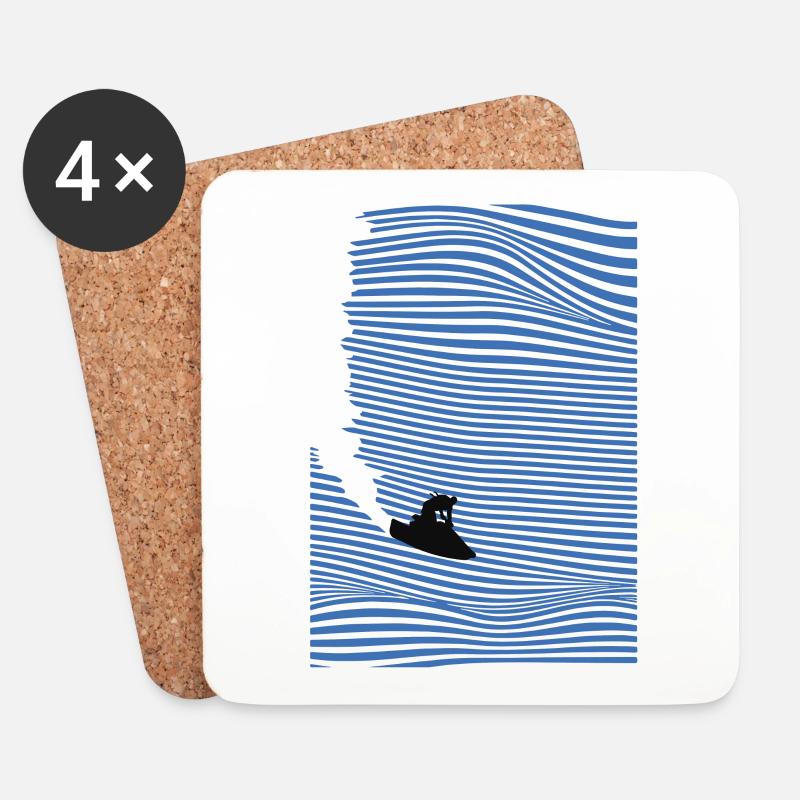 Jetski Welle - Untersetzer (4er-Set) - Weiß