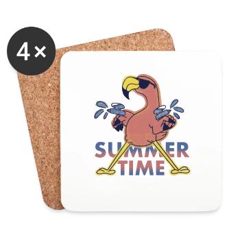 Summertime Flamingo Wasserpistole - Untersetzer (4er-Set) - Weiß - Vorne
