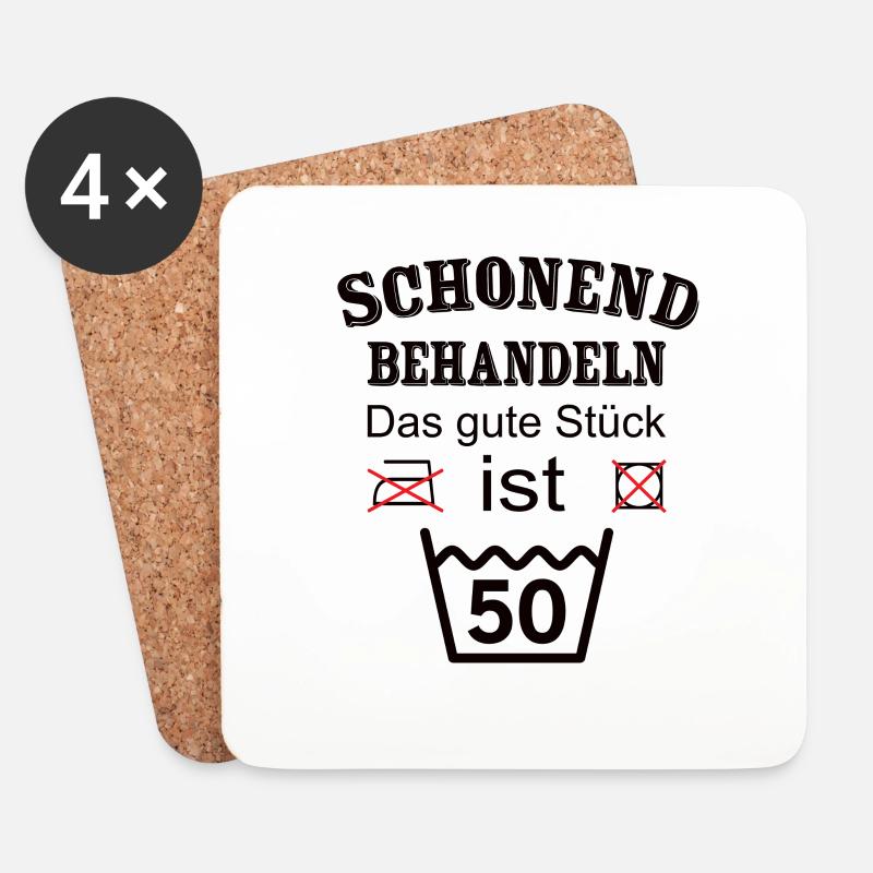 Schonend Behandeln Geschenk zum 50. Geburtstag - Untersetzer (4er-Set) - Weiß