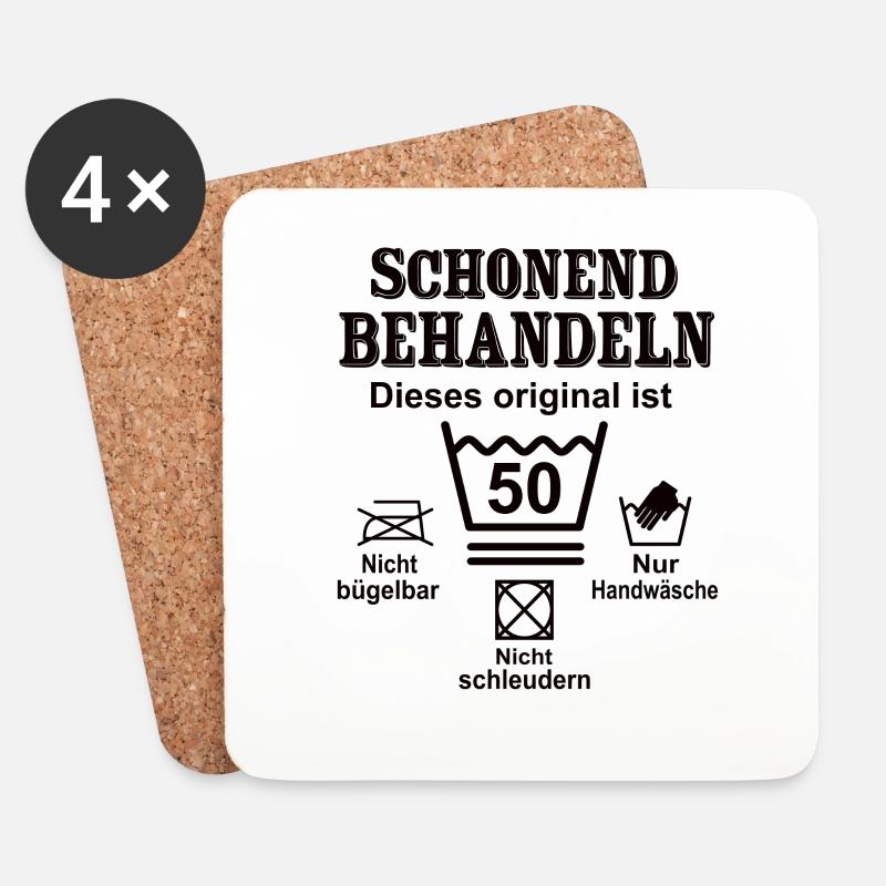 Schonend Behandeln Geschenk zum 50. Geburtstag - Untersetzer (4er-Set) - Weiß