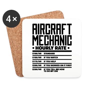 Mécanicien avion mécanicien - Dessous de verre (lot de 4) - blanc - Devant