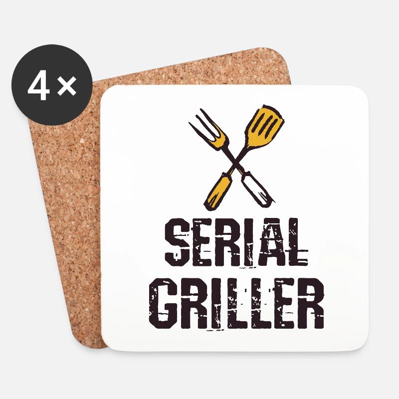 Seriengriller BBQ Grillprofi Grillbesteck - Untersetzer (4er-Set) - Weiß