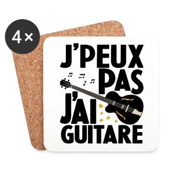 Je Peux Pas J'ai Guitare Drôle Guitare - Dessous de verre (lot de 4) - blanc - Devant
