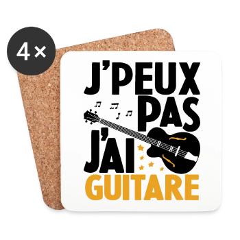 Je Peux Pas J'ai Guitare Drôle Guitare - Dessous de verre (lot de 4) - blanc - Devant