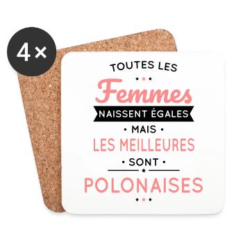 Femmes égales les meilleures sont Polonaises - Dessous de verre (lot de 4) - blanc - Devant