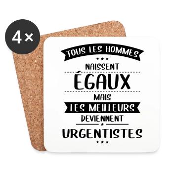 Hommes égaux les meilleurs deviennent urgentistes - Dessous de verre (lot de 4) - blanc - Devant