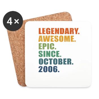 17th Birthday, October 2006, 17 Year Anniversary - Coasters (set of 4) - white - Front