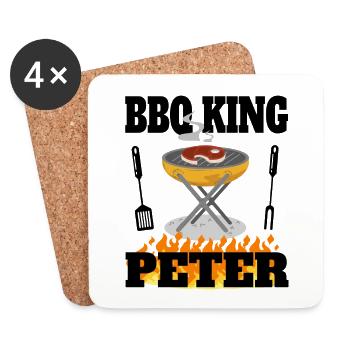 Peter BBQ King & Grillmeister lustiger Spruch - Untersetzer (4er-Set) - Weiß - Vorne