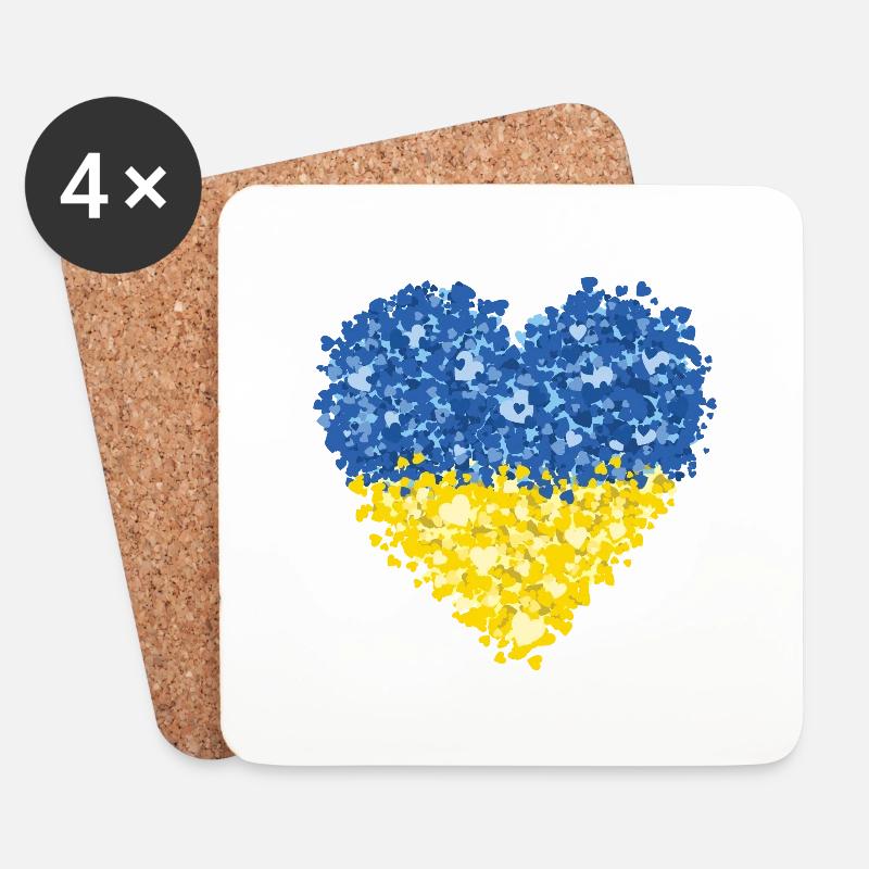 Ukraine Flagge Herz Abstract - Untersetzer (4er-Set) - Weiß
