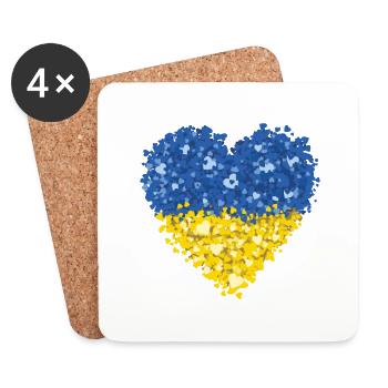 Ukraine Flag Heart Abstract - Coasters (set of 4) - white - Front