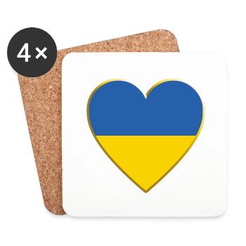 Ukraine Flag Heart, Ukrainian Flag - Coasters (set of 4) - white - Front