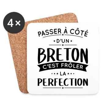 Breton - Frôler la perfection - Bretagne - Dessous de verre (lot de 4) - blanc - Devant