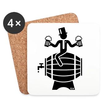 Groom sur fût de bière (JGA / bière / enterrement de vie de garçon) - Dessous de verre (lot de 4) - blanc - Devant