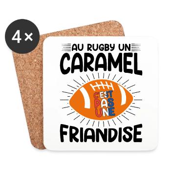 Au Rugby Un Caramel C'est Pas Une Friandise - Dessous de verre (lot de 4) - blanc - Devant