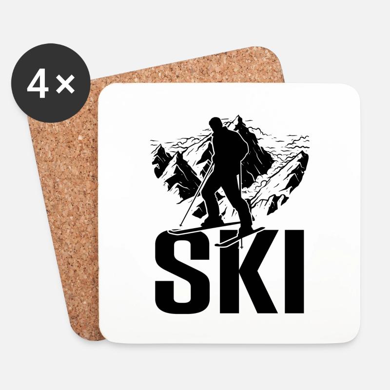 Ski Sport - Untersetzer (4er-Set) - Weiß