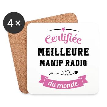 Certifiée meilleure manip radio du monde - Dessous de verre (lot de 4) - blanc - Devant