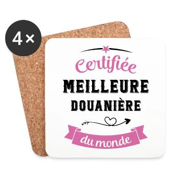 Certifiée douanière du monde - Dessous de verre (lot de 4) - blanc - Devant