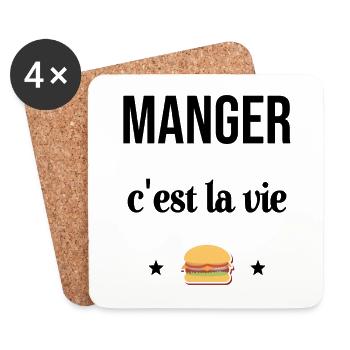 Manger c'est la vie Hamburger Humour - Dessous de verre (lot de 4) - blanc - Devant